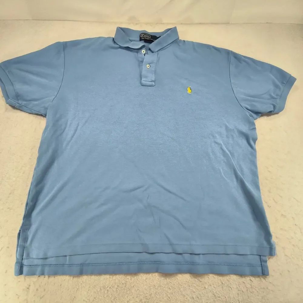 Polo by Ralph Lauren Collared Polo Shirt Mens Size Extra Large XL Blue Yellow